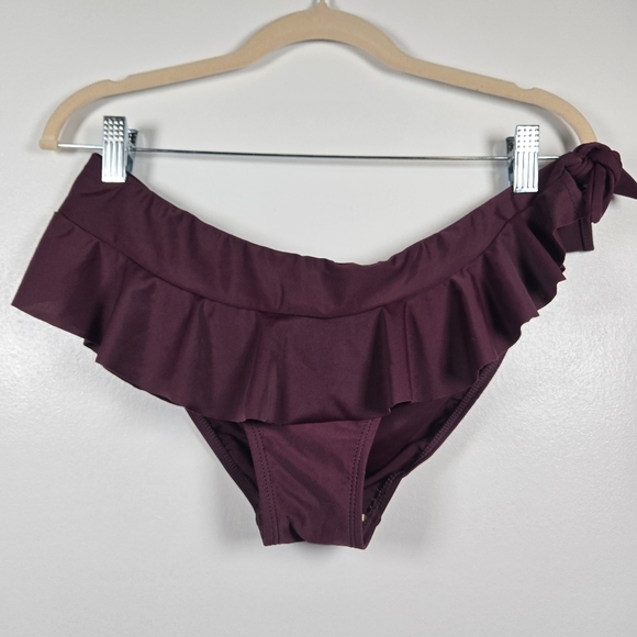 No Boundaries Plum Purple Ruffle Peplum Skirted Bikini Bottoms Size Juniors XL - Picture 1 of 12